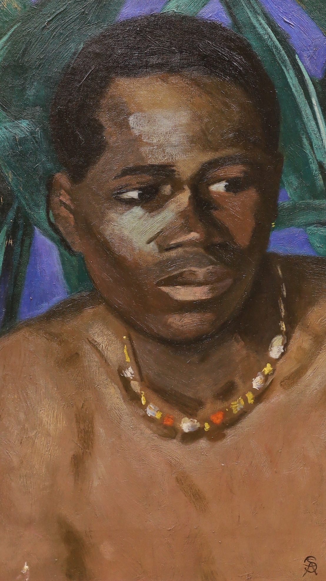 Oil on board, Portrait of an African gentleman, bears monogram, 50 x 29cm